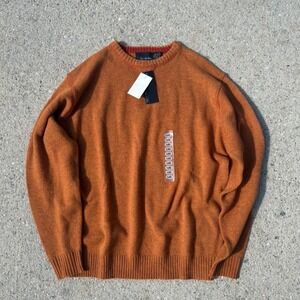 Bill Blass Mens XL Wool Blend Crewneck Sweater Burnt Orange Rust NWT